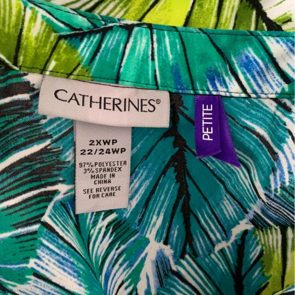 Plus tropical print button down blouse shirt by Catherines 22 / 24 petite - Picture 7 of 8
